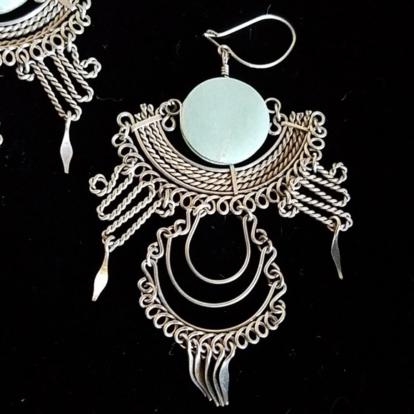 Gorgeous ornate hippie boho aventurine earrings - Picture 2 of 3